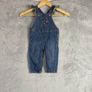 Carters Baby Girls Denim Ruffle Strap Bib Overalls Medium Wash Blue 9M Summer